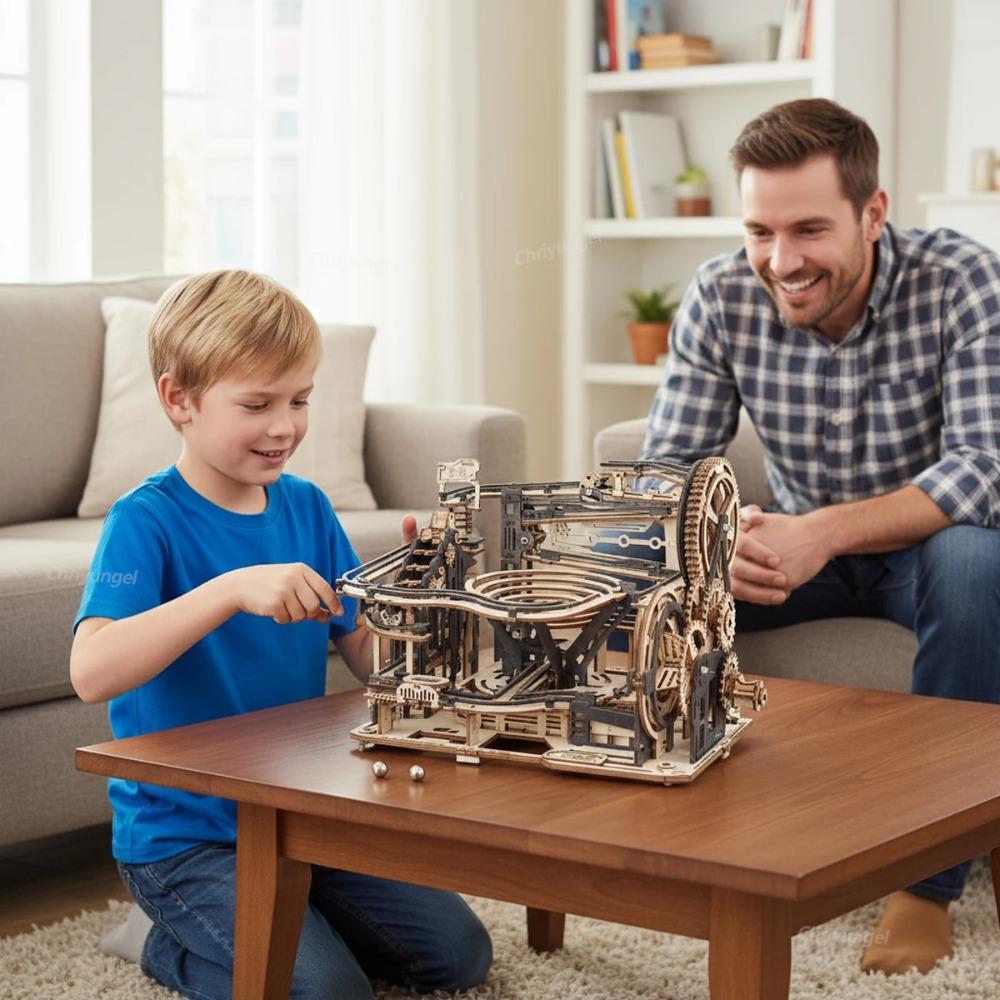 3D Wooden Puzzle DIY Marble Run Building Model Kit STEM Educational Construction Toys for Kids Adults Teens Boys Girls Gifts
