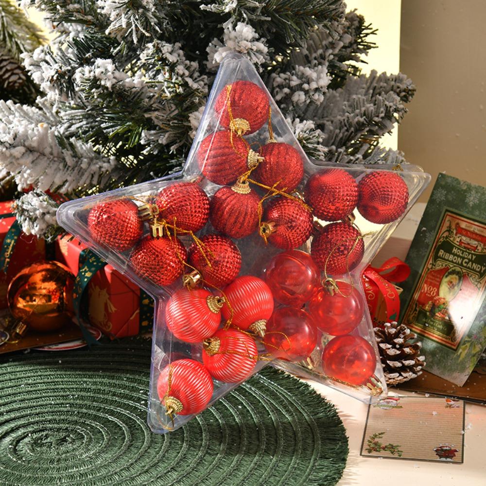 17PCS/20PCS Pink Red Gold Christmas Tree Balls Plastic Xmas Baubles Xmas Ornament Ball  Storefront