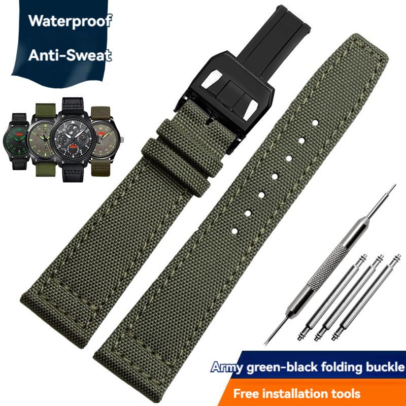 Nylon Canvas Watch Strap for IWC Pilots Portugal Portofino Fabric Cowhide Bottom Watch Chain Men Women Watchband 20mm 21mm 22mm