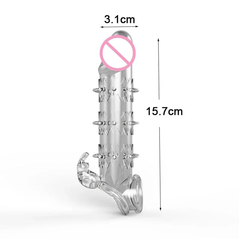 Penis Sleeve Delay Ejaculation Silicone Sex Toys For Couples Crystal Penis Extender Enlarger Cock Enlarger Ring Sex Shop