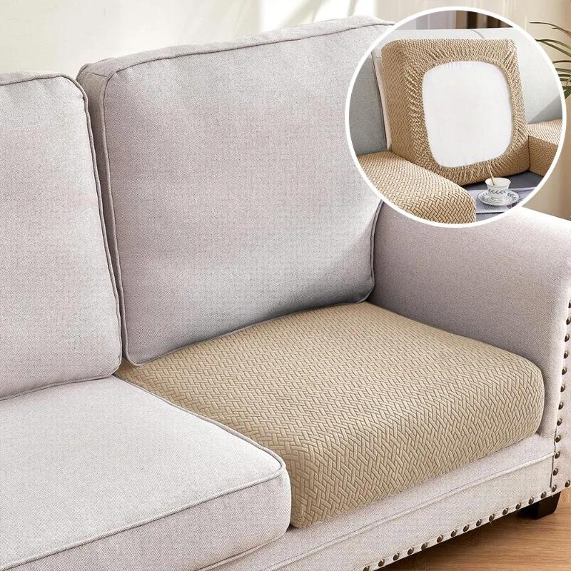 Jacquard Luxury Sofa Covers Elastic Sectional Sofa Seat Case Solid Colors Couch Covers For Sofas Living Room Chaise Lounge Pets