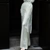 Lanseer Elegant Acetate Lace Trim Wide Leg Pants