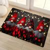 Festive Gnome Door Mat Carpet, Snowflake Golden Bokeh Design Non-Slip Absorbent  for Kitchen Living Room Bathroom Decor