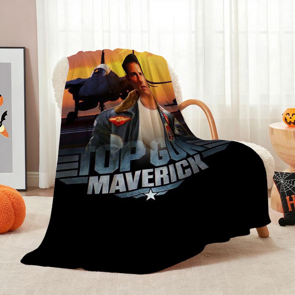 Top Gun Maverick Movie Poster Pattern Blanket Fluffy Plush Throw Blanket For Living Room Gaming Room Home Decor Holiday Gift