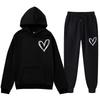 Spring and Autumn Sweater European and American Sweatpants Velvet Men's and Women's Loose Tops and Jackets Couple's Printed Hooded Suit