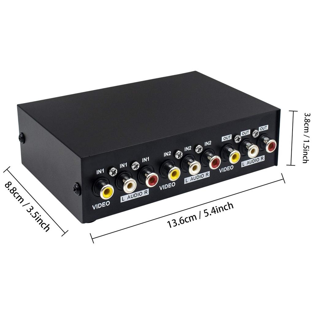 Duttek AV RCA Schalterbox AV Schalter AV Selektor Schalter Composite Video Audio Selektor Box AV Schalterbox Komponenten für DVD STB Spielkonsole Umschalter,