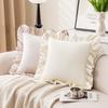 Girls Ins Style Pillow Case Velvet Ruffled Pillow Living Room Sofa Cushion Spring Simple Decoration Pillow