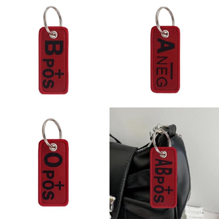 Creative Blood Type Keychain Fashionable Keyring Gift for Friend and Family Embroidered Key Holder Bag Accessories