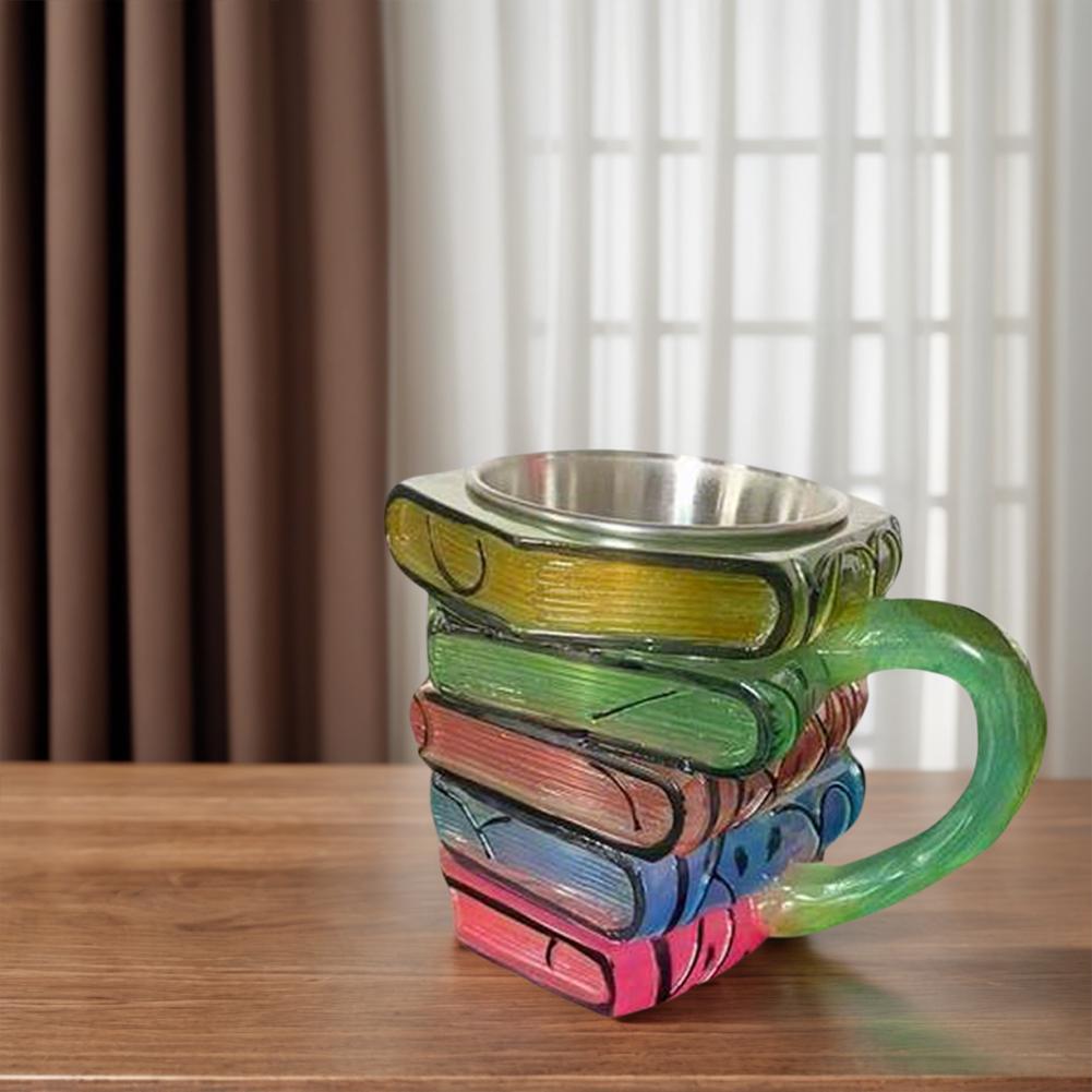 300ml Painted Book Mug Resin Books Stack Coffee Cup Painted Book Mug 11oz Novelty 3d Painted Books Coffee Mug Collection Gifts