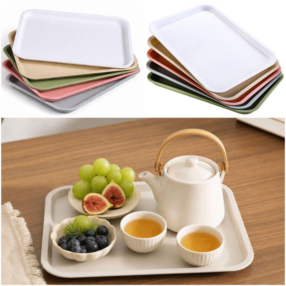 Hoge Kwaliteit Meerkleurige Serveerschaal Meerdere Maten Rechthoekige Opberg Diepe Schaal Antislip Plastic Voedselschaal Fruit Dessert
