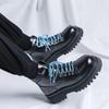 men luxury fashion platform boots black trendy  designer shoes original leather ankle boot party nightclub motorcycle botas