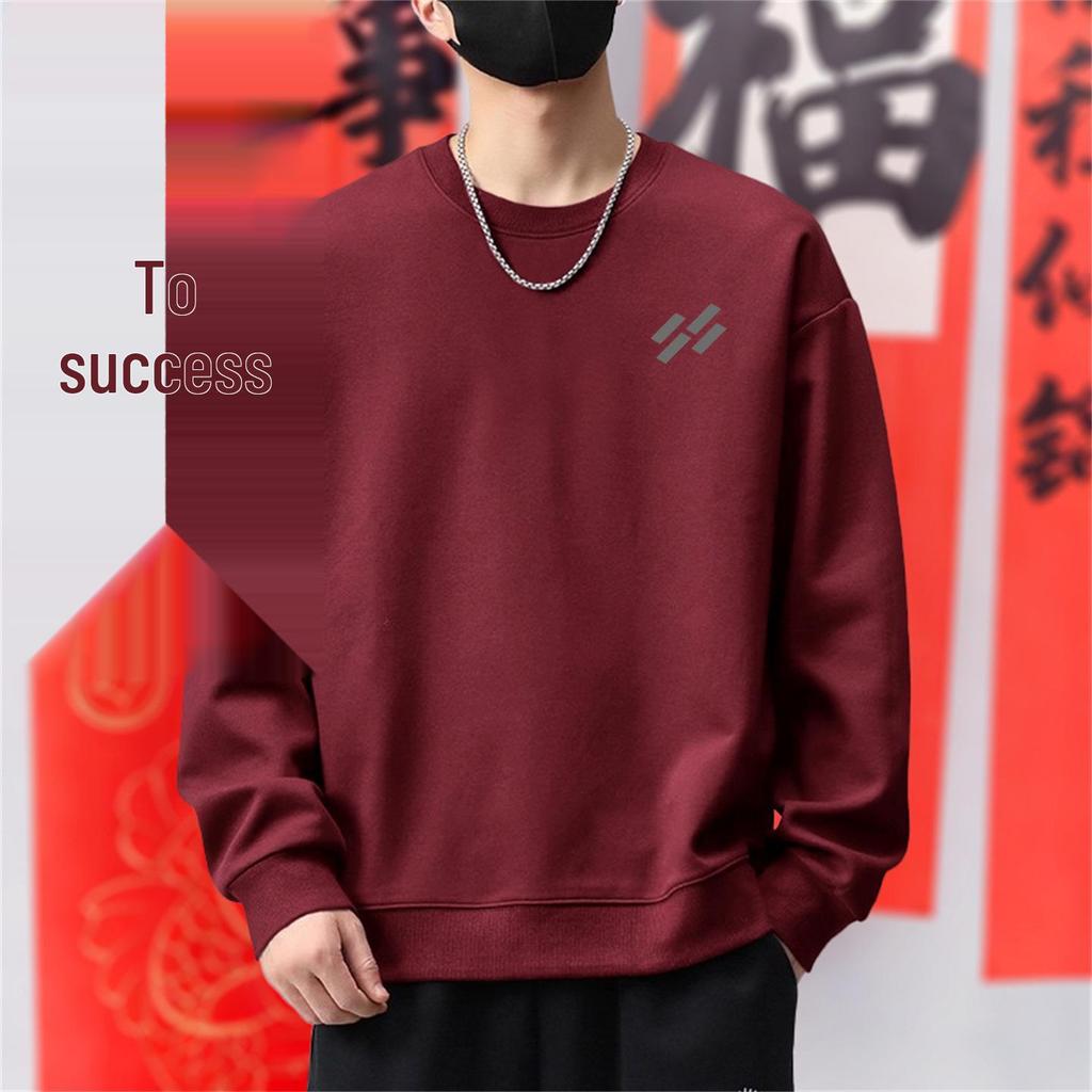 Schweres Herren-Sweatshirt mit Rundhalsausschnitt – Trendiger Pullover im Hongkong-Stil für Frühling und Herbst.