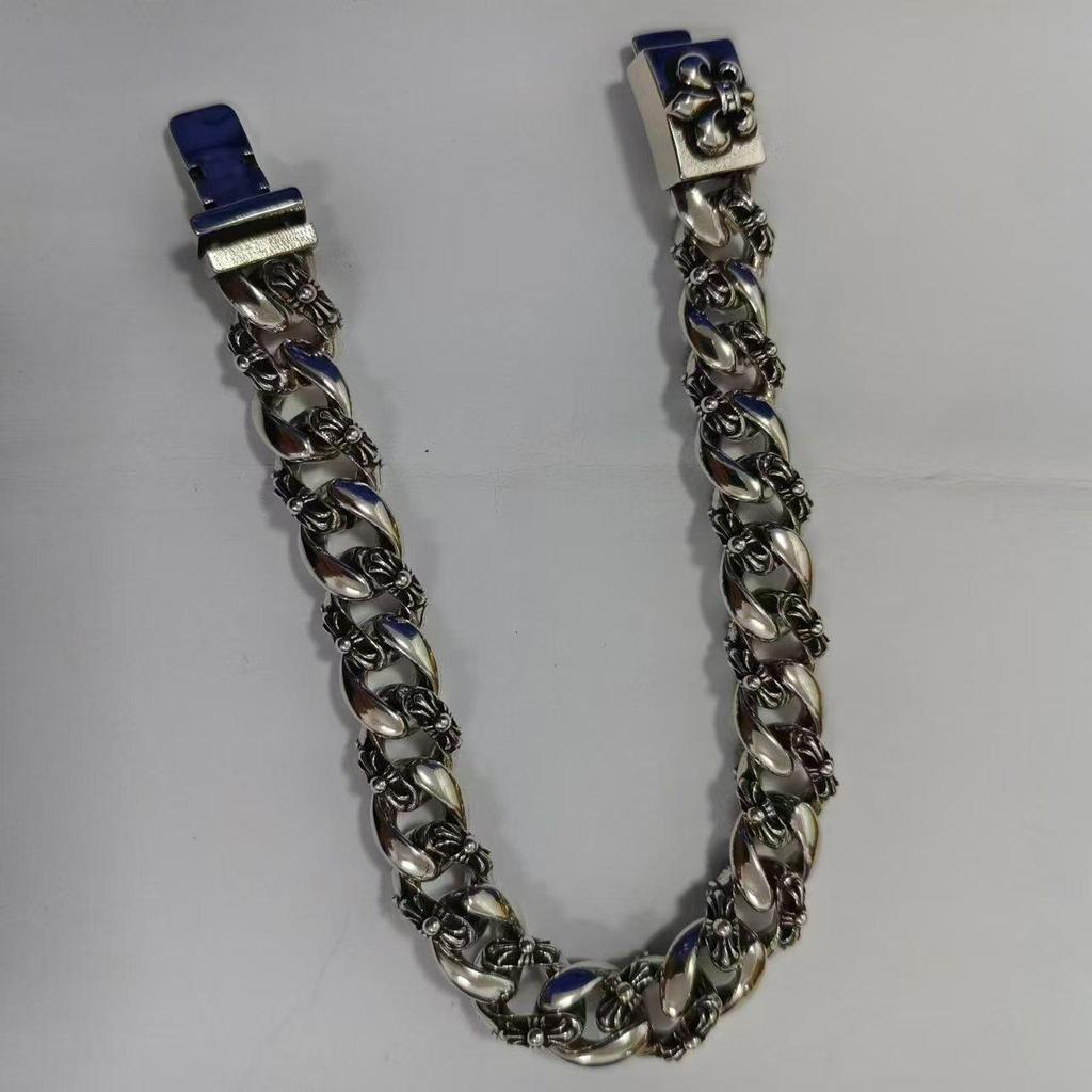 CH Retro Crono Bracelet with Diamond, Gold, Thai Silver, and Floral Cross Design