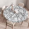 Wooden Patterns Round Table Cover Waterproof Oilproof Stain-Resistant Print Elastic Tablecloth for Kitchen Home Dustproof Decor