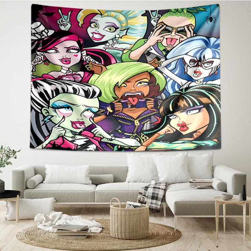 Monster-High Party Tapestry Hanging for Bedroom,Livingroom, Playroom,Decor Art Room Wall Tapestry Holiday and Birthday Gifts