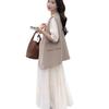 Elegant Summer 2026 White Pleated Retro Vest & Dress Set for Women