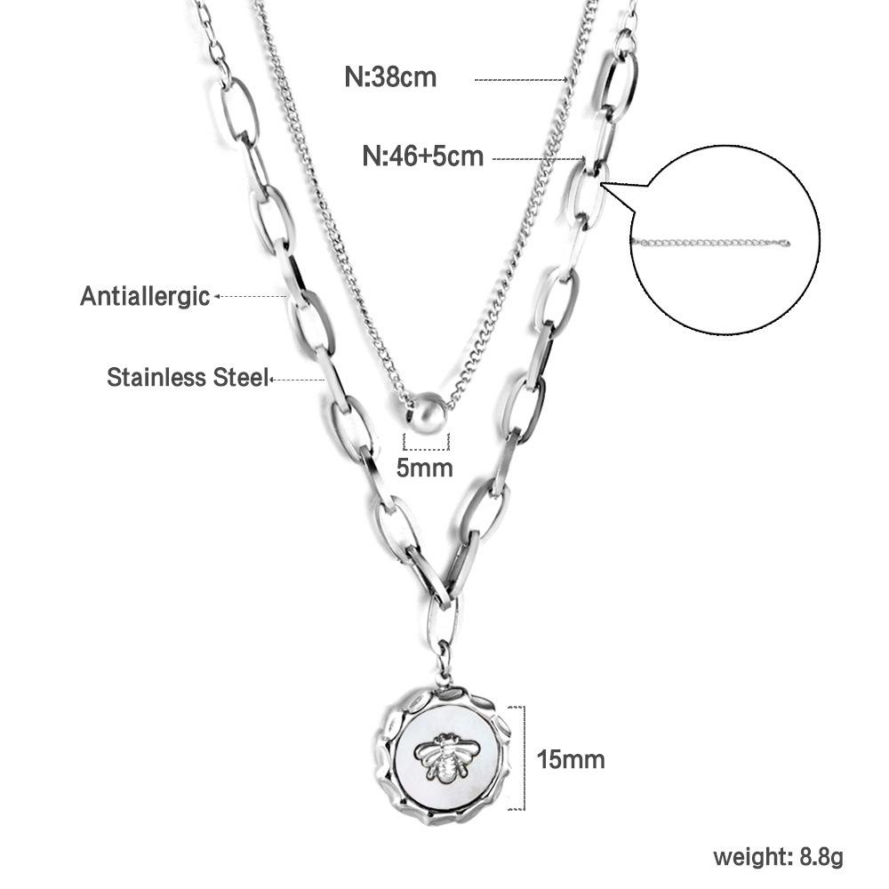 Cross-Border INS Women's Stainless Steel Sweater Chain Necklace Bamboo Chain European American Niche Design Fashionable Light