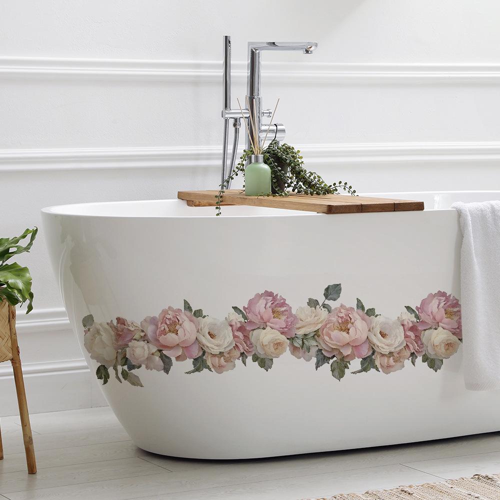 Kreativa Pionblommor Badrum Hem Vägg Bakgrund Försköning Dekoration Väggdekaler