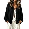 Damen Boho Baumwoll-Leinen-Bluse mit Spitzenbesatz für den Urlaub