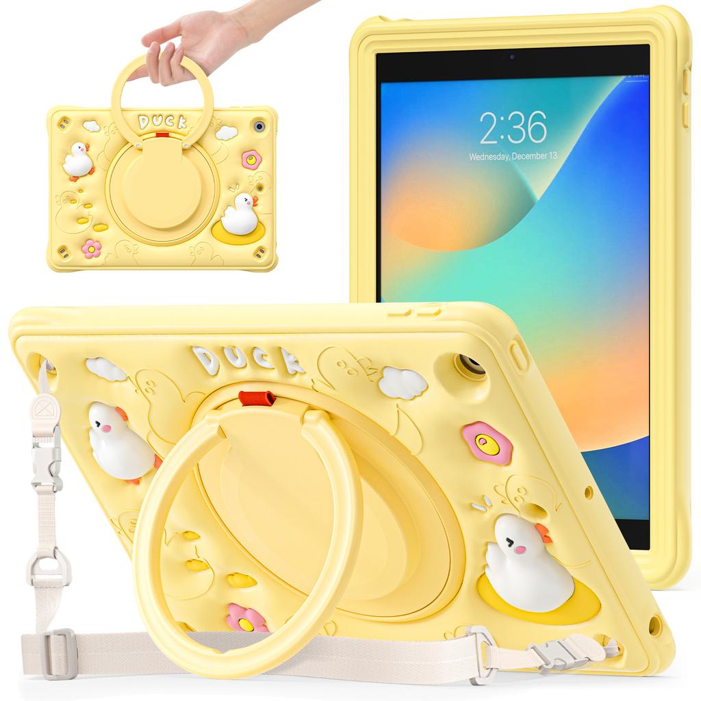 Handle Grip Case for IPad 10.2 2019 2020 2021 7th 8th 9th Generation 360 Rotating Stand Heavy Duty Cover Kids Cute Cartoon Funda