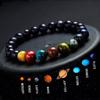 Universum Zonnestelsel Armband Mannen Vrouwen Natuursteen Acht Planeten Armband Elastische Kralen Armbanden Mode Koppel Sieraden Cadeau