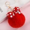Minnie Plush Keychains Cartoon Polka Dot Bow Pom-Pom Key Ring Pendant Car Bag Ornament Girl Child Gift Toy