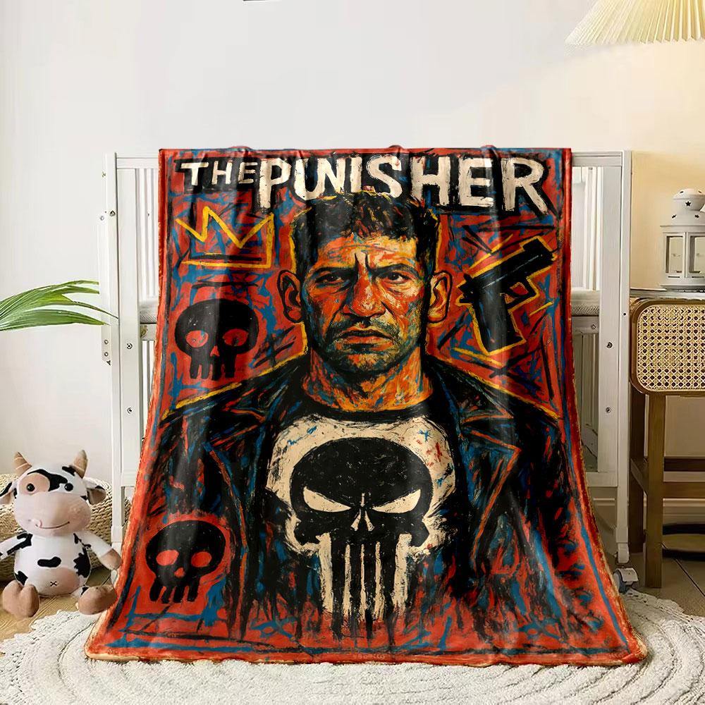 

A bold design featuring skulls, a crown, a gun, and The Punisher text. for all seasons blanket lunch break throw gift 80cm x 120cm