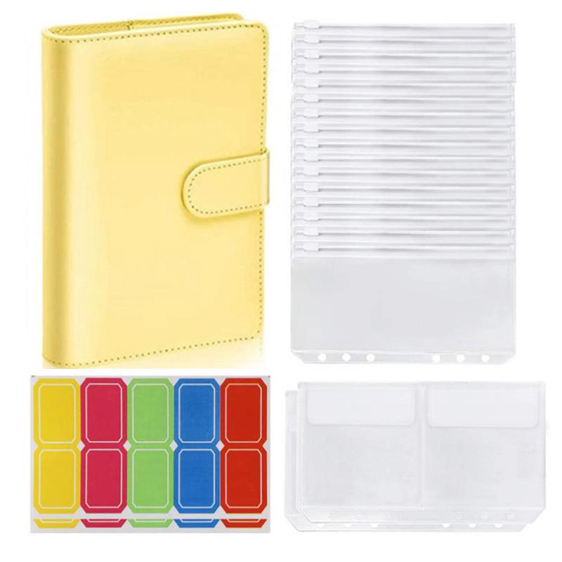 Macaron A6 Zipper Bag Leather Loose-Leaf Notebook and Cash Budget Book