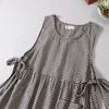 Summer Women Fashion Plaid Sleeveless Long Dress O Neck Casual Dresses Ladies Loose Pockets A Line Vestidos
