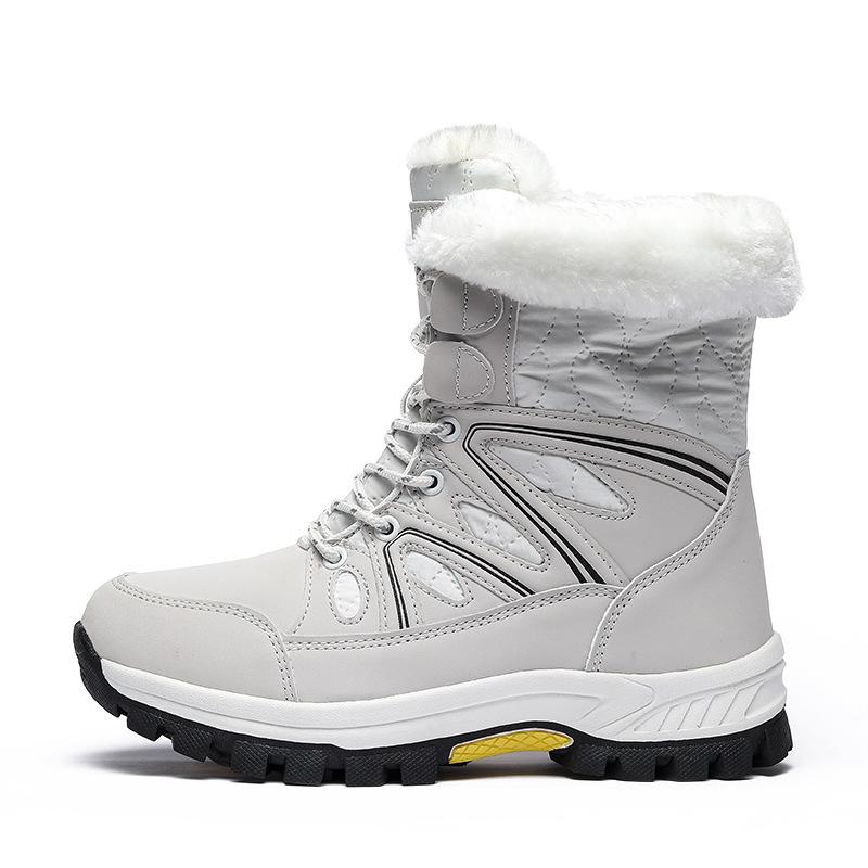 Women Mid-top Winter Snow Boots Plush Lined Hiking Boots Anti Slip Warm Winter Outdoor Sneakers for Walking Traveling
