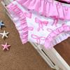 2Pcs Girls Bow Print Ruffle Bikini Set Kids Swimwear Swimsuit