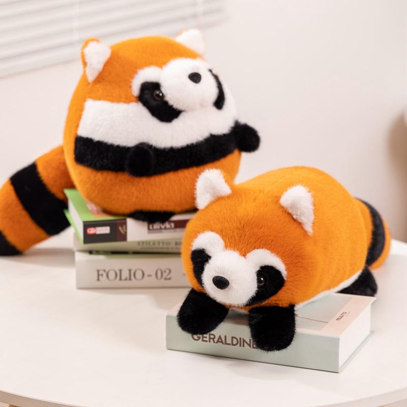 Flauschiges Roter Panda Plüschtier Puppe Stofftier Anime Figur Weiches Kuschel Kissen Niedliche Runde Waschbär Tiere