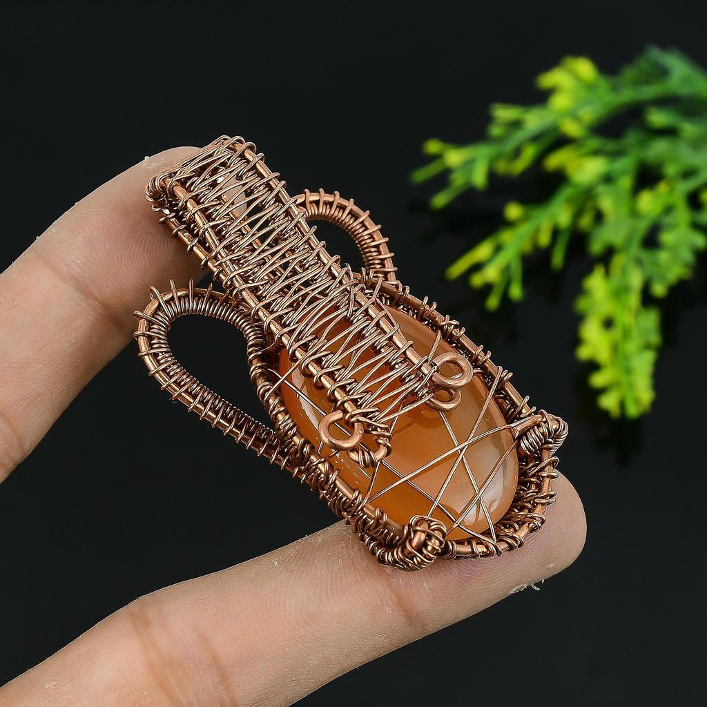 Natürlicher Montana Achat Edelstein Handarbeit Kupferdraht Wickel Geschenk Anhänger 2 w6u63