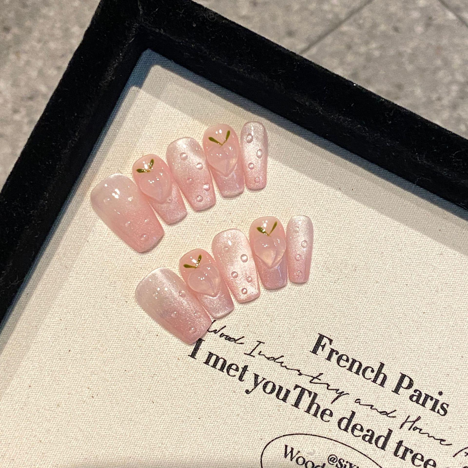 

Ледяной Персик Девчачий Розовый Румяна Короткие Накладные Ногти