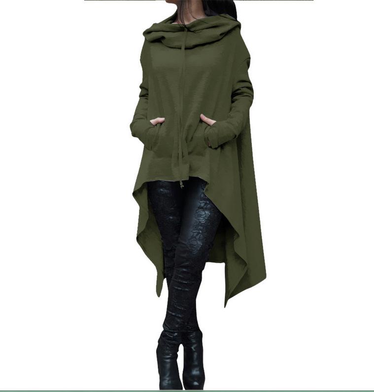 2023 Autumn/Winter European & American Solid Color Long Hooded Sweatshirt