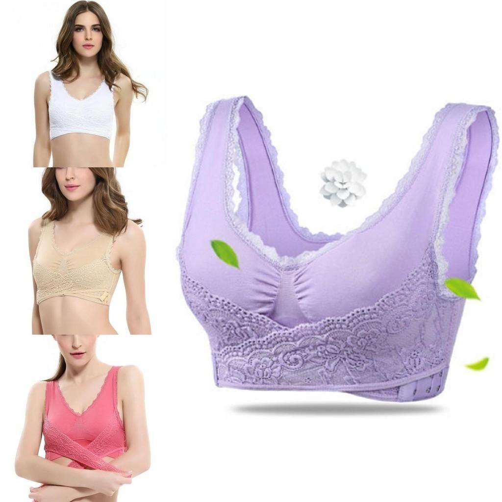 Damen Sexy Front-Kreuz Verstellbare Seiten-Schnalle Spitze Weste Kabelloser Sport-BH Für Ultimativem Komfort Und Stil