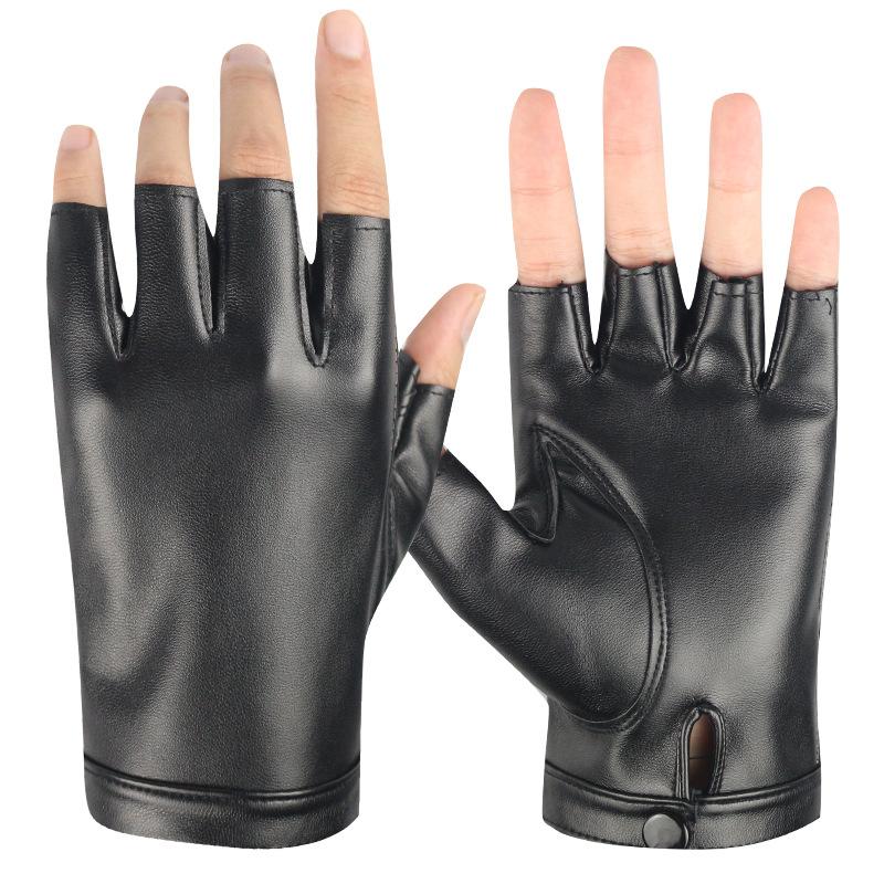 Leather Half-finger Gloves Men's and Women's Four-season Dancing Riding Fingerless Fingers Fingerless Half-hand