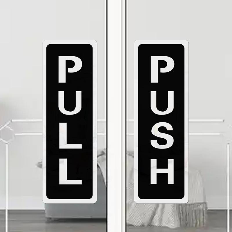 Acrylic 3D Door Sign for Kitchen or Toilet - Sliding Glass with Push/Pull Sticker