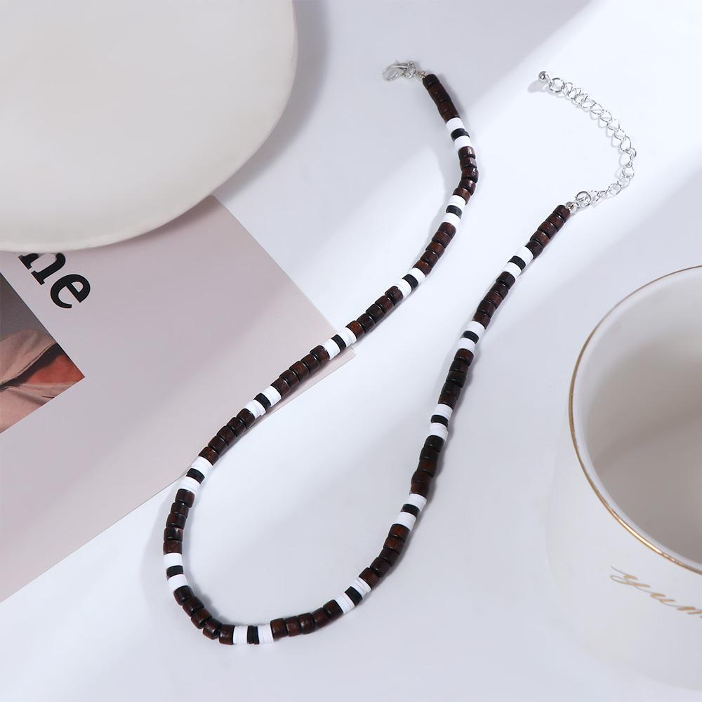Träpärlats Enkelt Geometriskt Halsband Bohemisk Stil Krage Män Choker Mode Herrhalsband