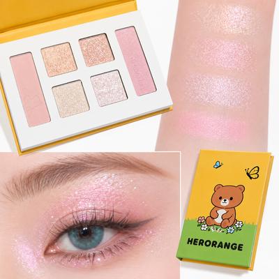 Chacha & Co. Teddy Bear All-in-One Multi Palette Eyeshadow Blusher Highlighter Under-eye Glitter Shadow, 1 Pcs, Lovely Pink