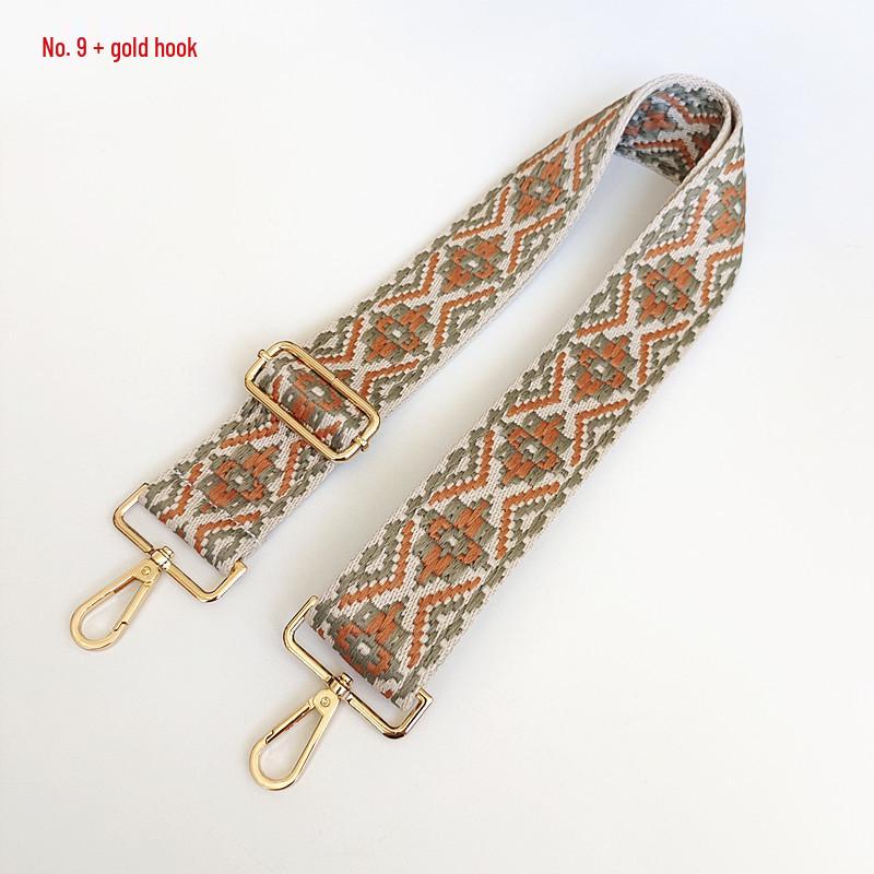 Etniczny Wzór Nylonowy Pasek do Plecaka z Regulowaną Długością i Metalowymi Akcesoriami - Odporny na Zużycie i Poszerzony dla Komfortu