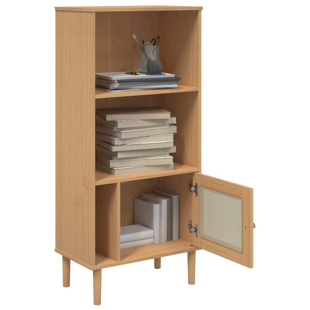 Bookshelf SENJA Rattan Look Brown 60x35x130 cm Pine Wood