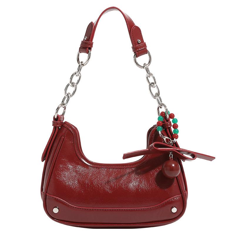 Charming Magnetic Attraction Niche Chain Red Wedding Bag Underarm Bag 2024 New Model High-end Sweet Cool Hot Girl Style Single Shoulder Crossbody Bag