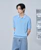 AGOD Cotton Modal Washable Button Collar Cable Half Knit [Sky Blue]