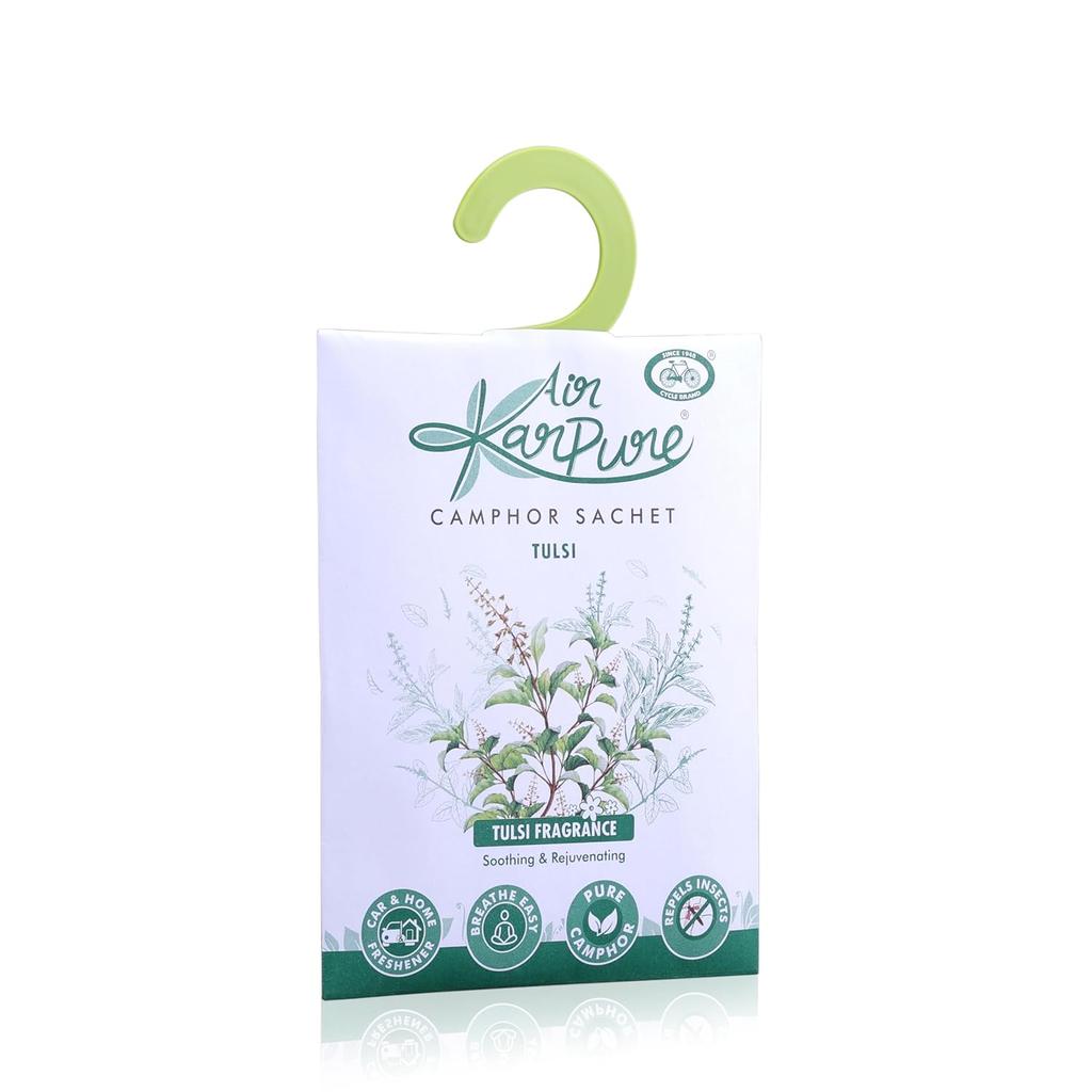 Cycle Pure Karpure Camphor Sachet Pack of 2 Night Queen, Thulsi  Air Freshener for Home Wardrobe Office Car