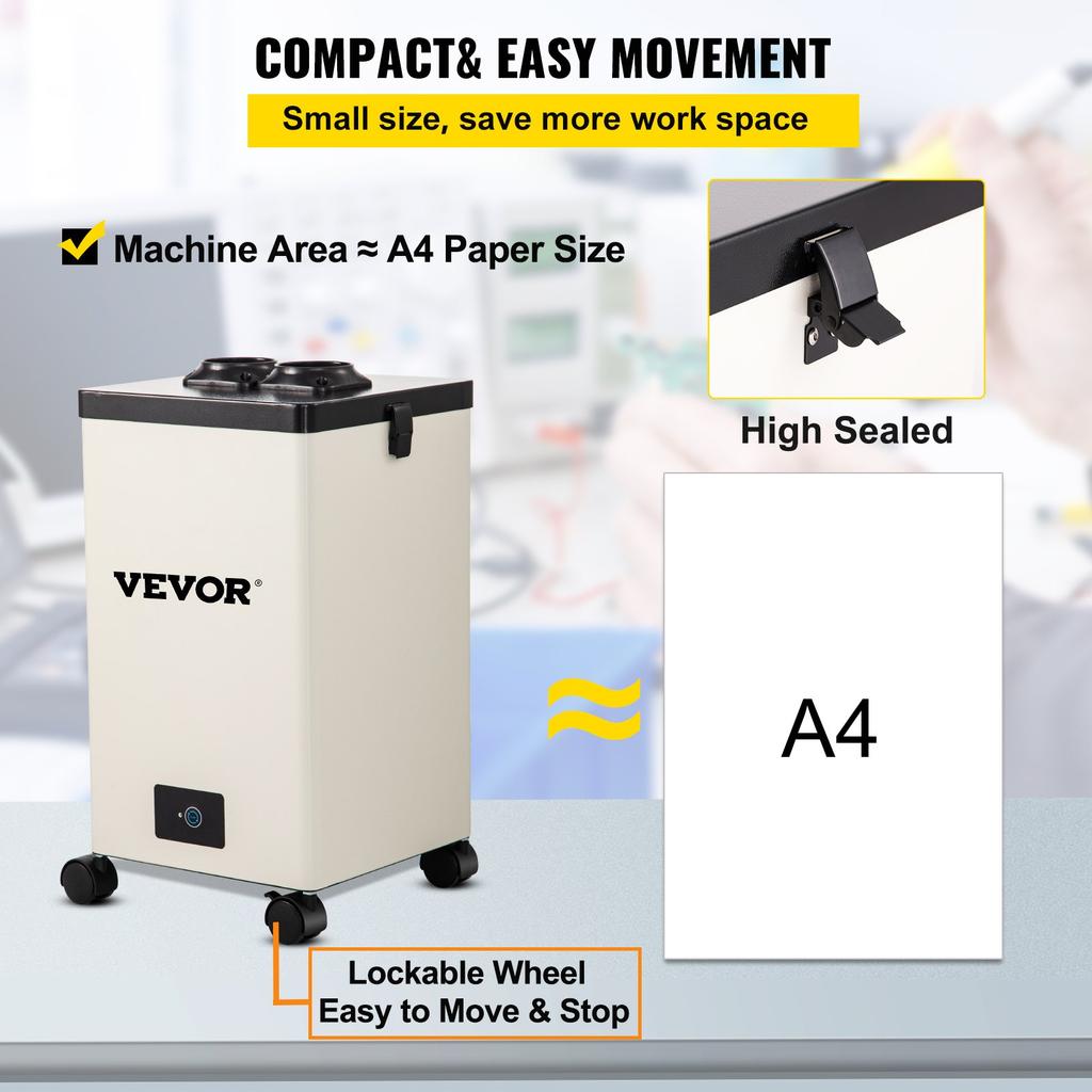 VEVOR Solder Fume Extractor, 150W 106 CFM Smoke Absorber, 3-Stage Filters 3 Speed with a Hose for Soldering, Laser Engraving and DIY Welding