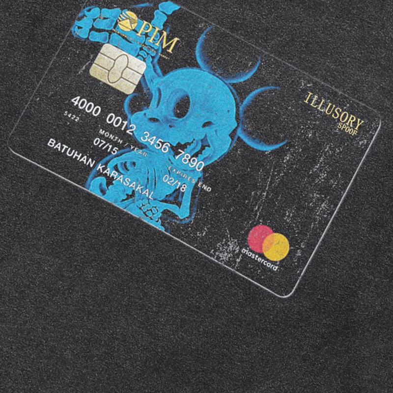 Streetwear T-Shirt mit Kreditkarten-Grafik, Baumwolle, gewaschenes schwarzes T-Shirt, Unisex-Tops, T-Shirts, Sommer, kurze Ärmel