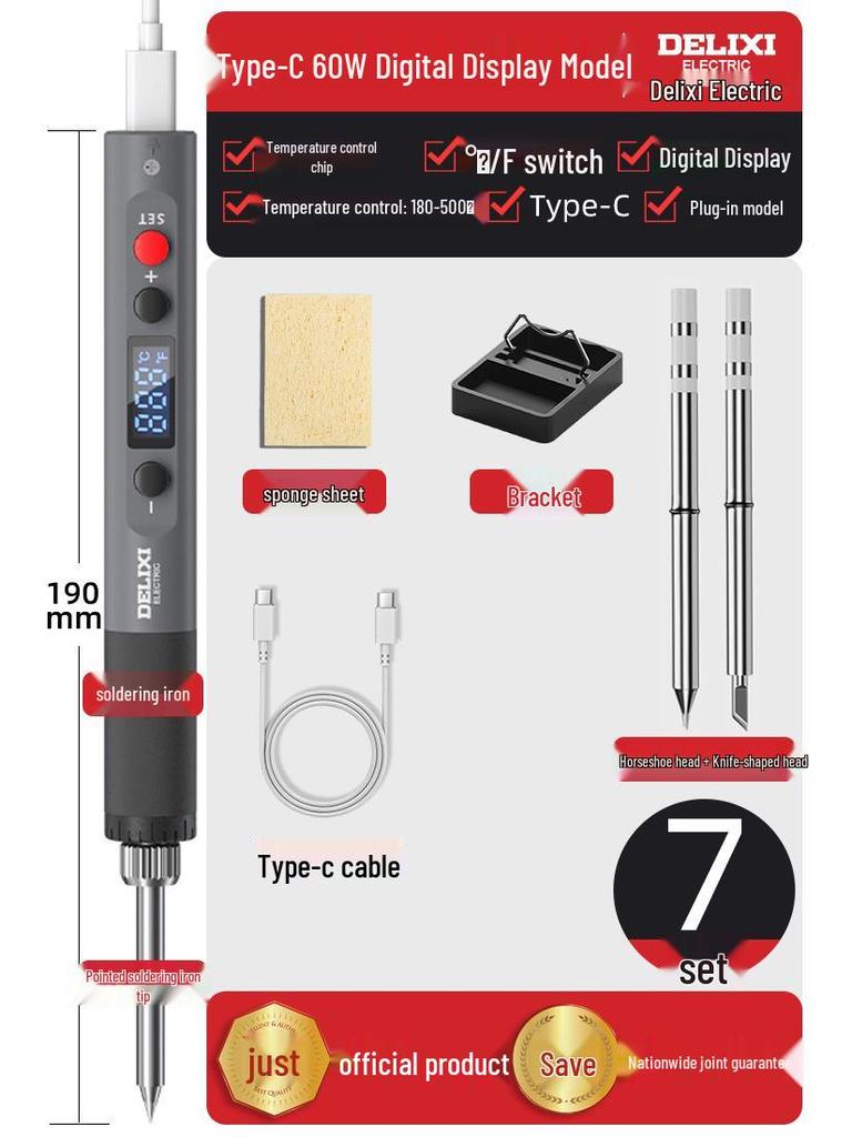Delixi Electric Wireless USB Soldering Iron - Compact Household Repair Tool for Soldering and Welding