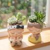 Cartoon Girl Face Planter Pot Resin Bonsai Vase Gardening Supplies Succulent Planter Pot  Cafe
