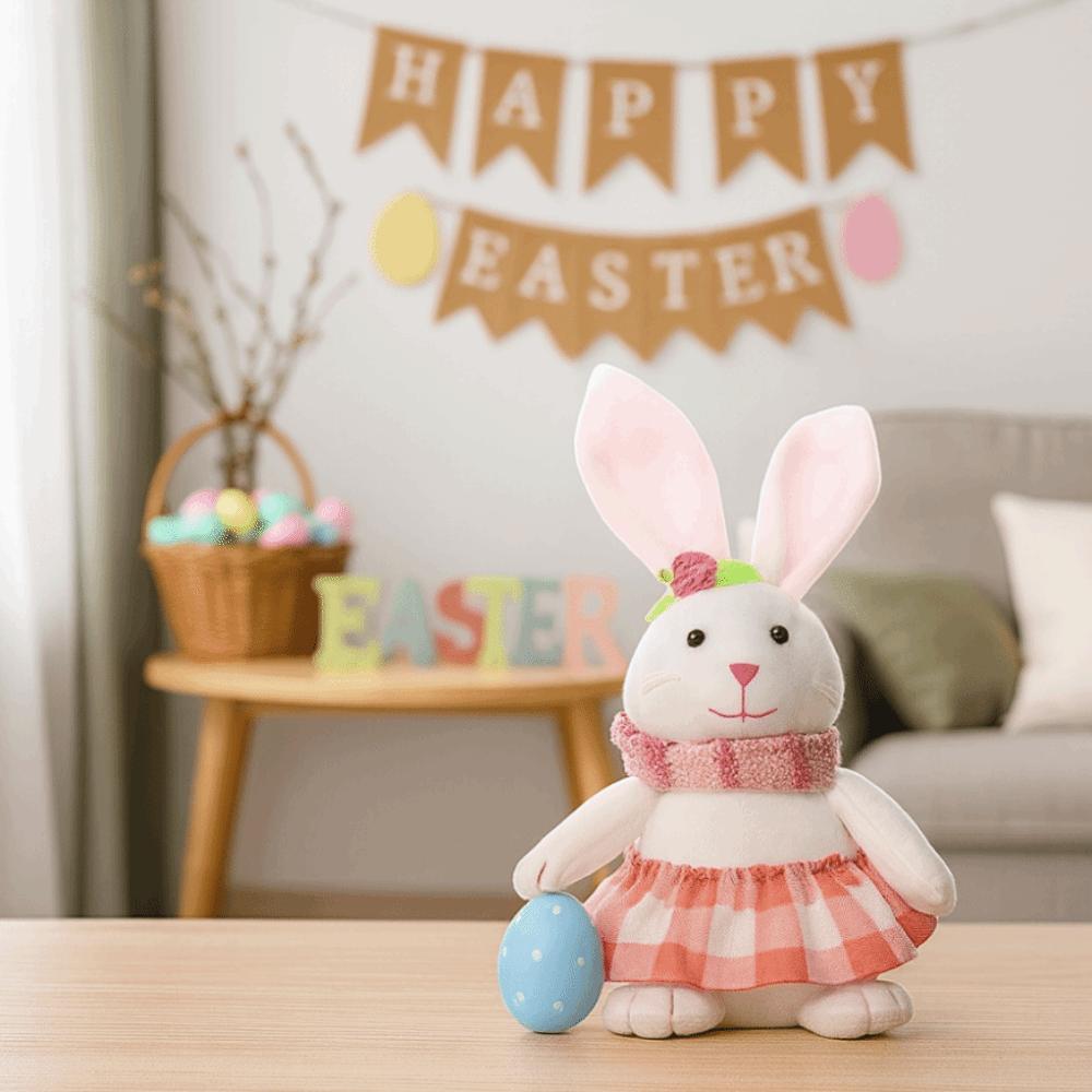 Plush Easter Decorative Rabbit Cute Cartoon Rabbit Doll Easter Rabbit Ornaments  Easter Party